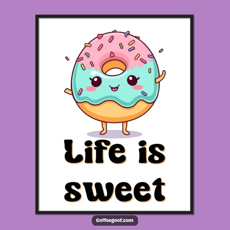 Funny Donut Poster: Dancing Sprinkles Art, Deliciously Humorous Wall Decor Gift