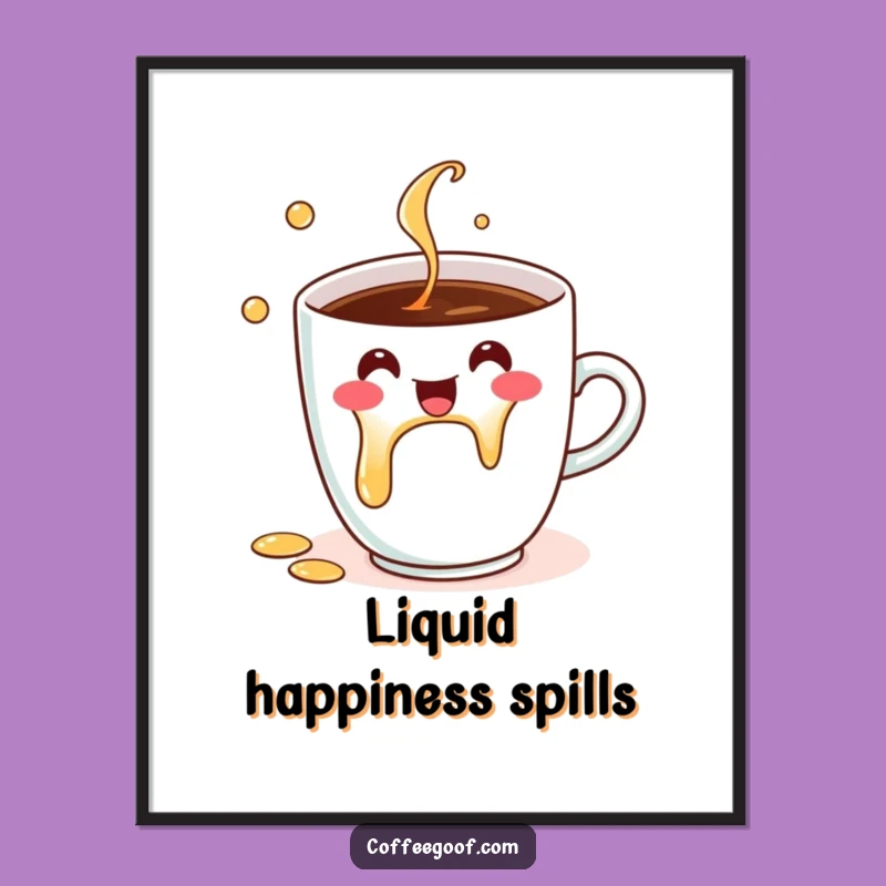 Funny Coffee Cup Poster: Cheerful Spill Art for a Humorous Wall Decor Gift