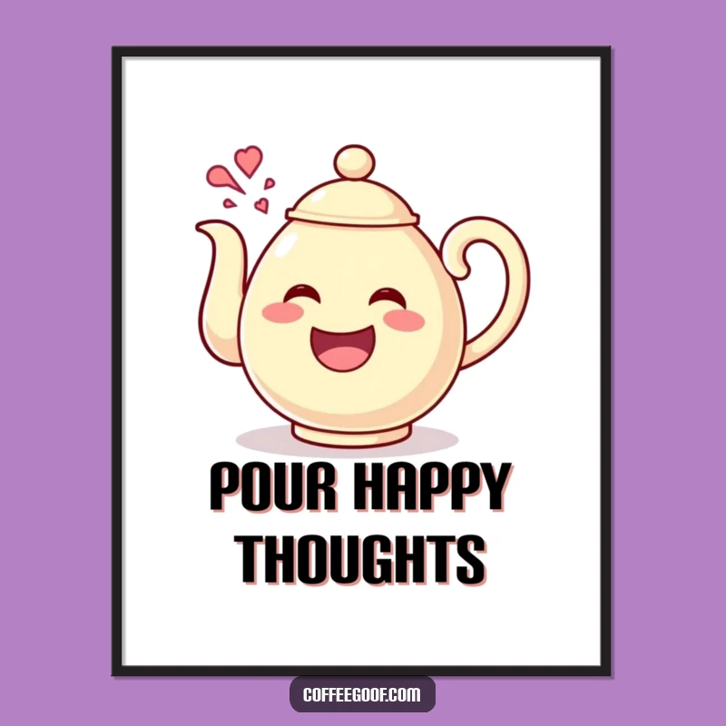 Funny Teapot Giggles Poster: Happy Character Art for a Cheerful Space