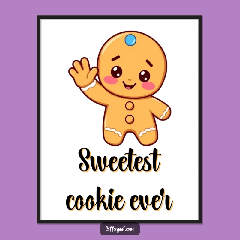 Funny Gingerbread Poster: Waving Cookie Art for Festive Decor