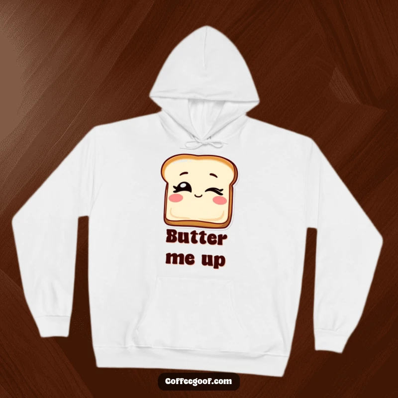 Funny hoodie with a winking slice of toast, offering cozy warmth and a playful, breakfast-themed charm.