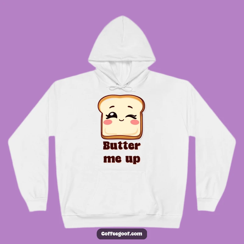 Cozy Funny Winking Toast Hoodie: Snuggle Up with this Cheeky Breakfast Buddy