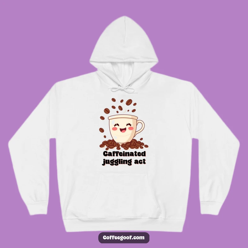 Cozy Funny Coffee Juggling Hoodie: Bean Humor Gift