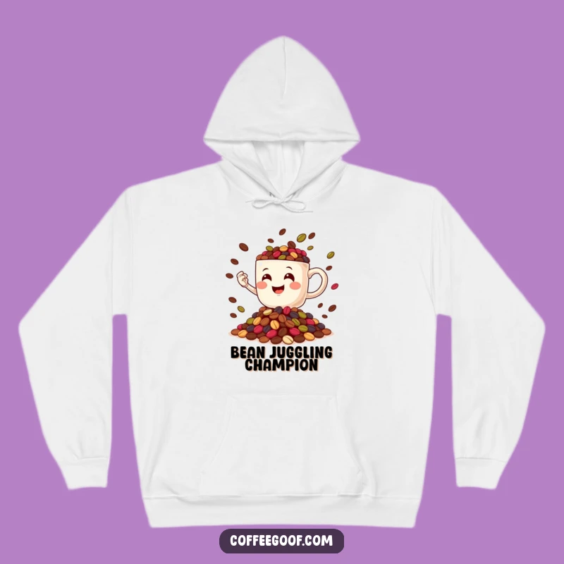 Cozy Funny Coffee Mug Juggling Beans Hoodie - Warm and Hilarious Gift Idea