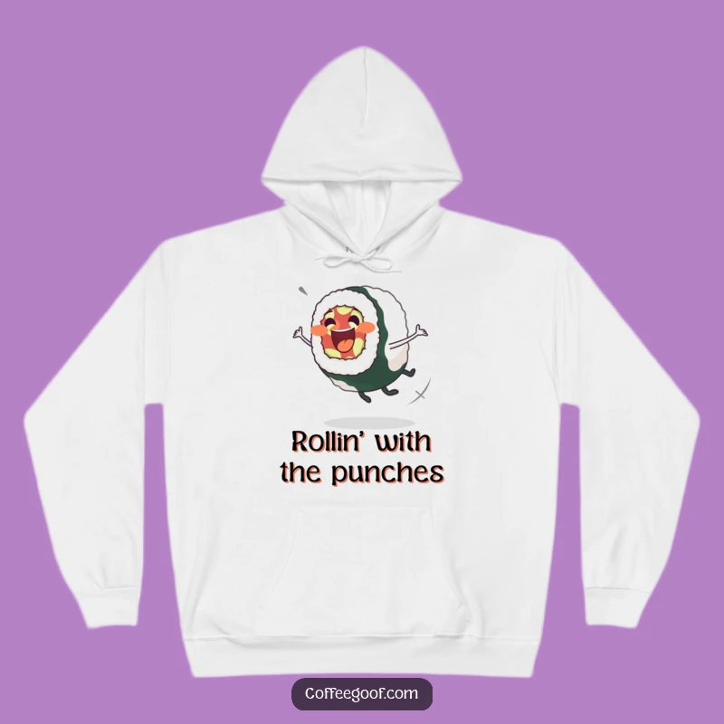 Funny Sushi Roll Spin Hoodie: Cozy Foodie Fun, Warm Funny Gift Apparel