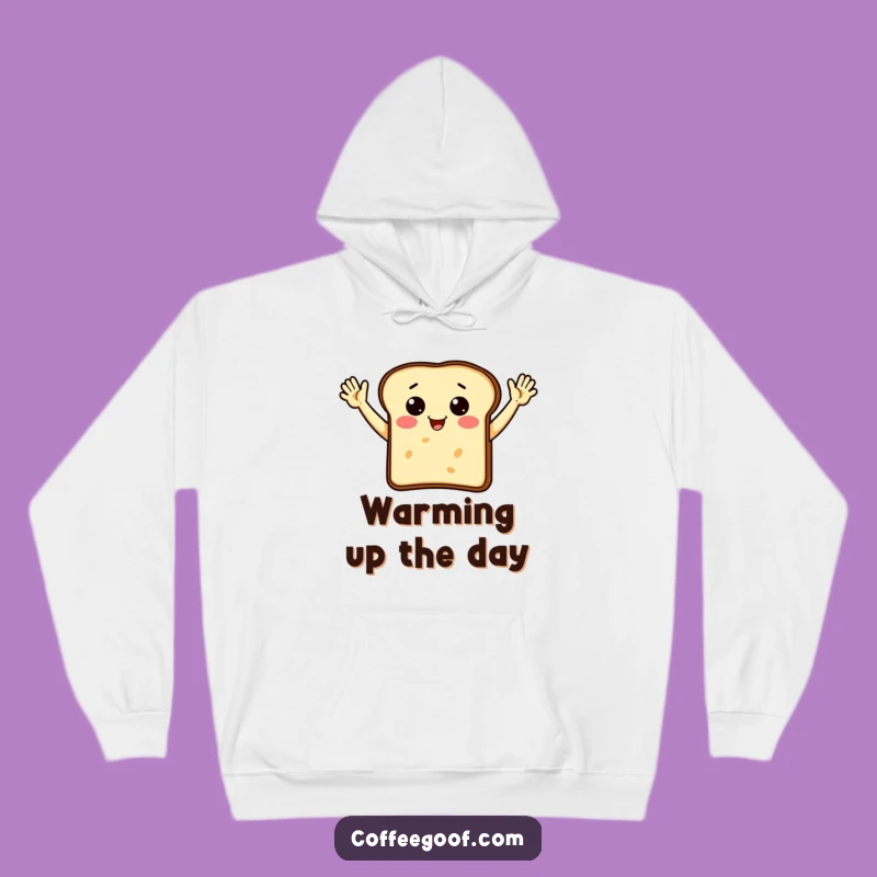 Funny Toast Waving Hoodie: Cozy Breakfast Design, Perfect Warm Gift!