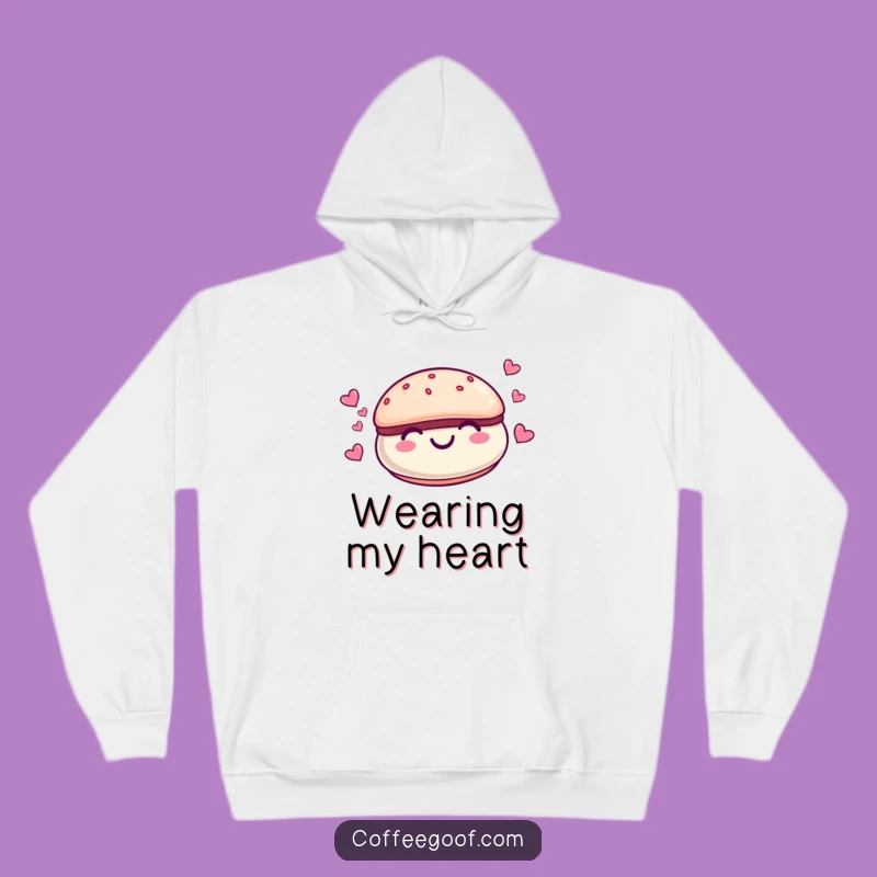 Funny Macaroon Hearts Hoodie - Cozy Cartoon Character Sweatshirt Gift