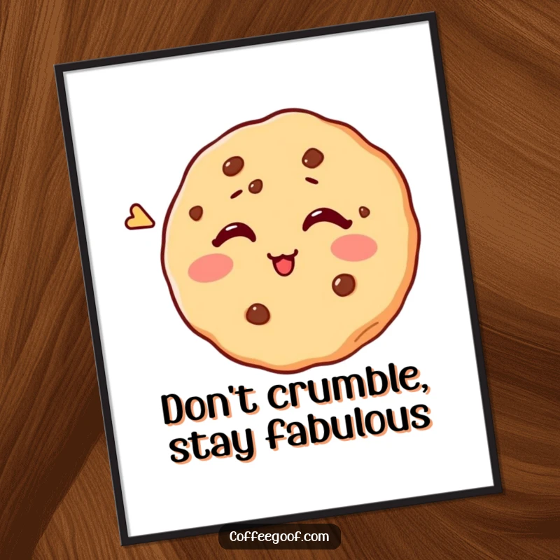 Funny Free Printable Wall Art: A delightful cookie giving a charming wink, perfect for adding a lighthearted and humorous vibe.