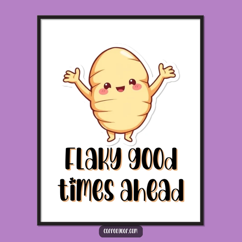 Funny Free Printable Wall Art: Jolly Croissant Posing Proudly, Downloadable Art