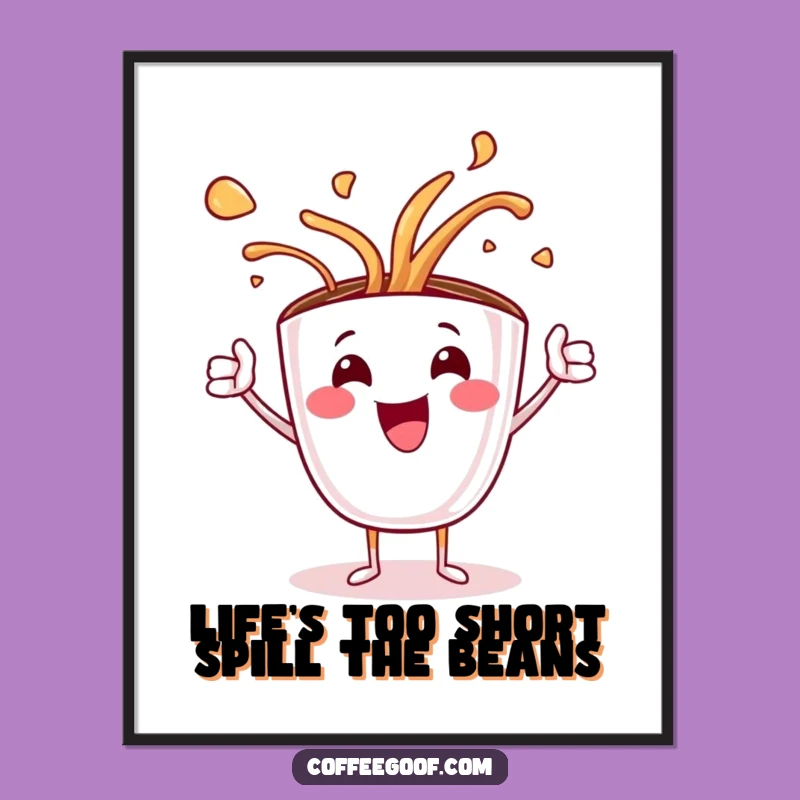 Free Printable Coffee Cup Wall Art: Funny Spilling Art Downloadable Decor!