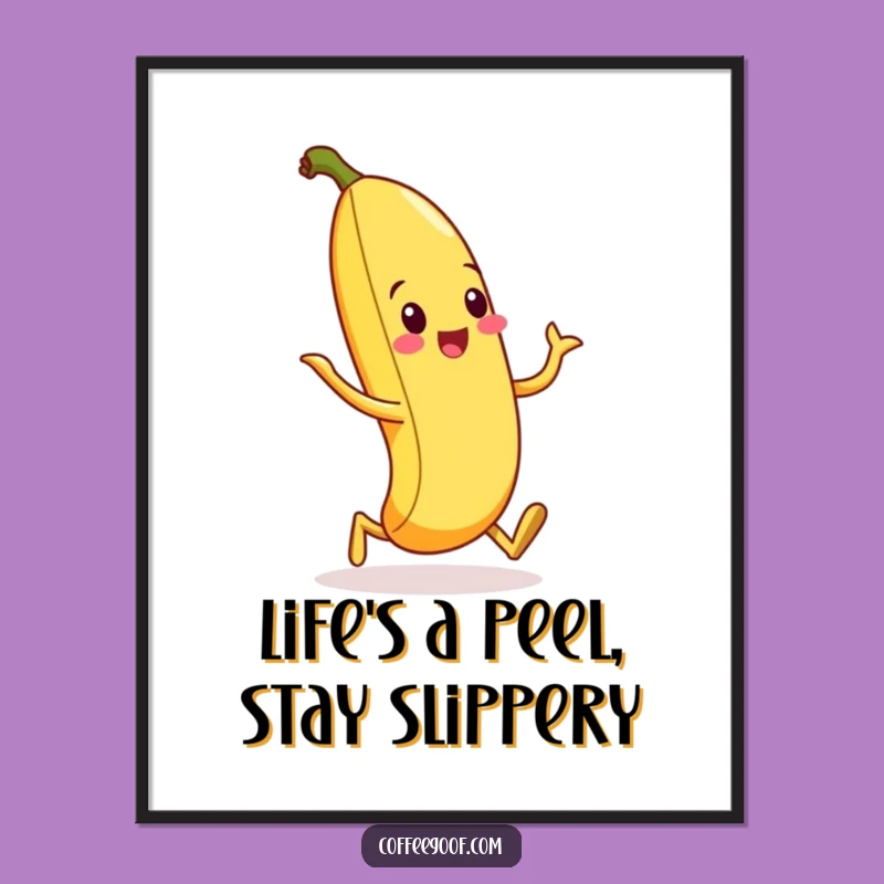 Free Printable Funny Banana Peel Wall Art: Silly Walk Downloadable Decor