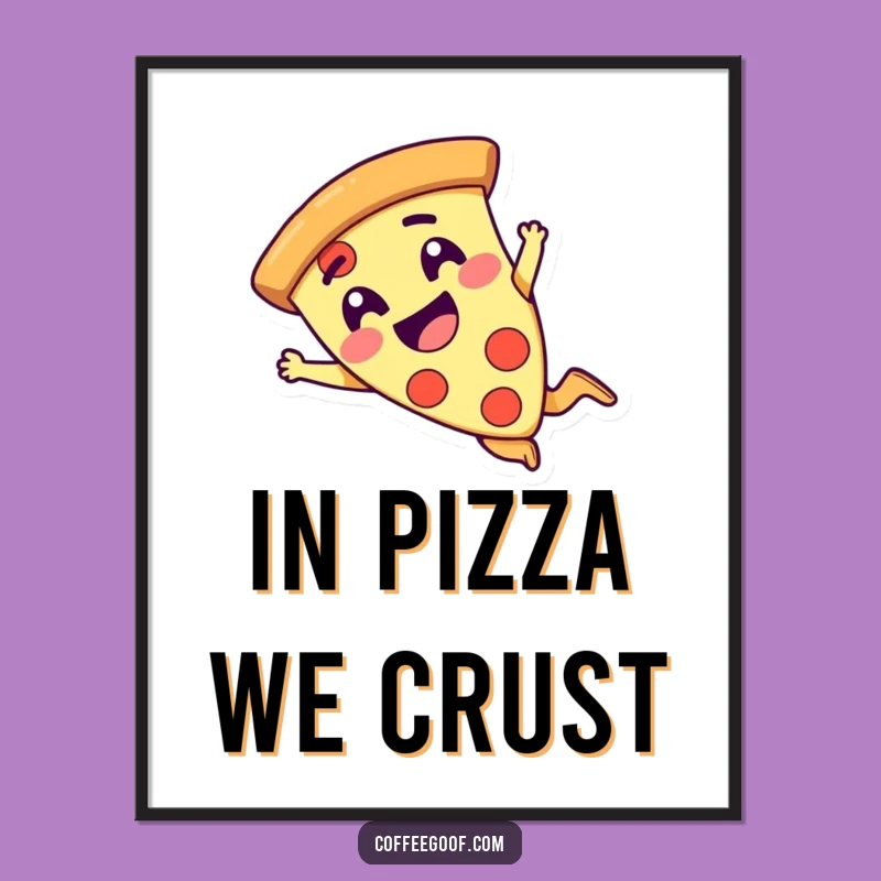 Free Printable Wall Art: Comical Pizza Dive, Funny Downloadable Decor for Foodies