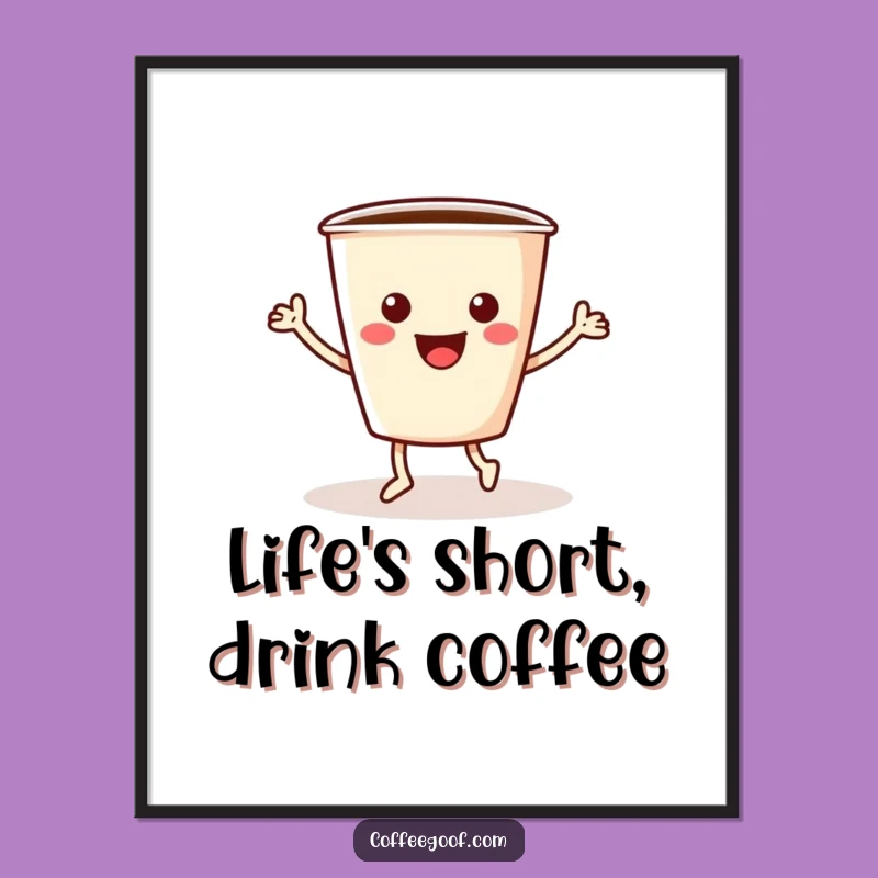 Free Printable Wall Art: Dancing Coffee Cup - Funny Downloadable Art for Coffee Lovers