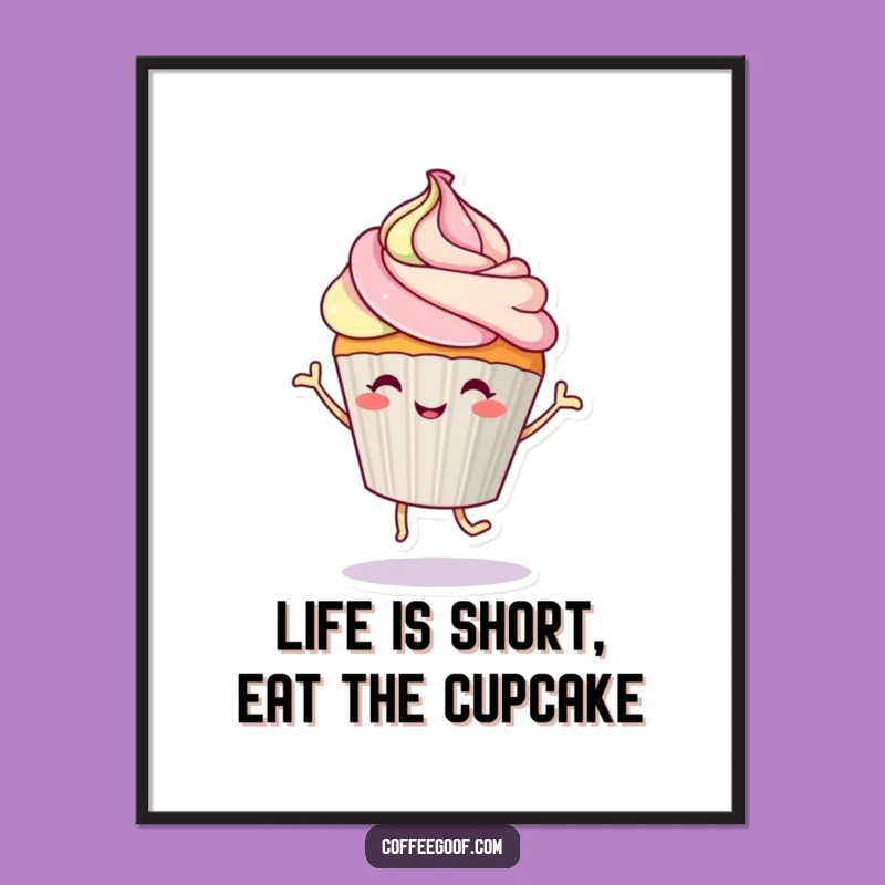 Free Printable Wall Art: Dancing Cupcake, Whimsical and Funny Downloadable Decor