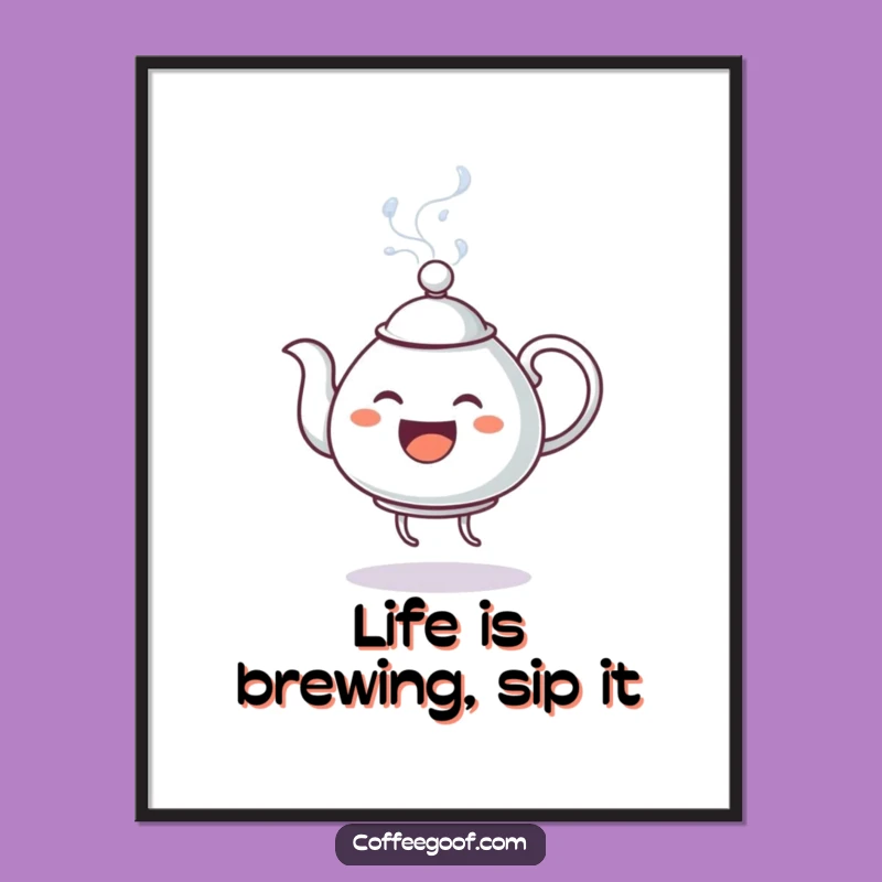 Free Printable Wall Art: Dancing Teapot - Funny Downloadable Decor for Kitchens & Offices