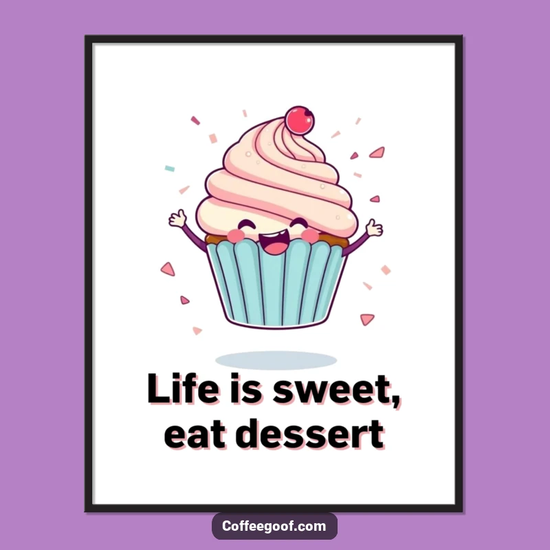 Free Printable Wall Art: Funny Cupcake Spinning Icing Confetti Humorous Downloadable Decor