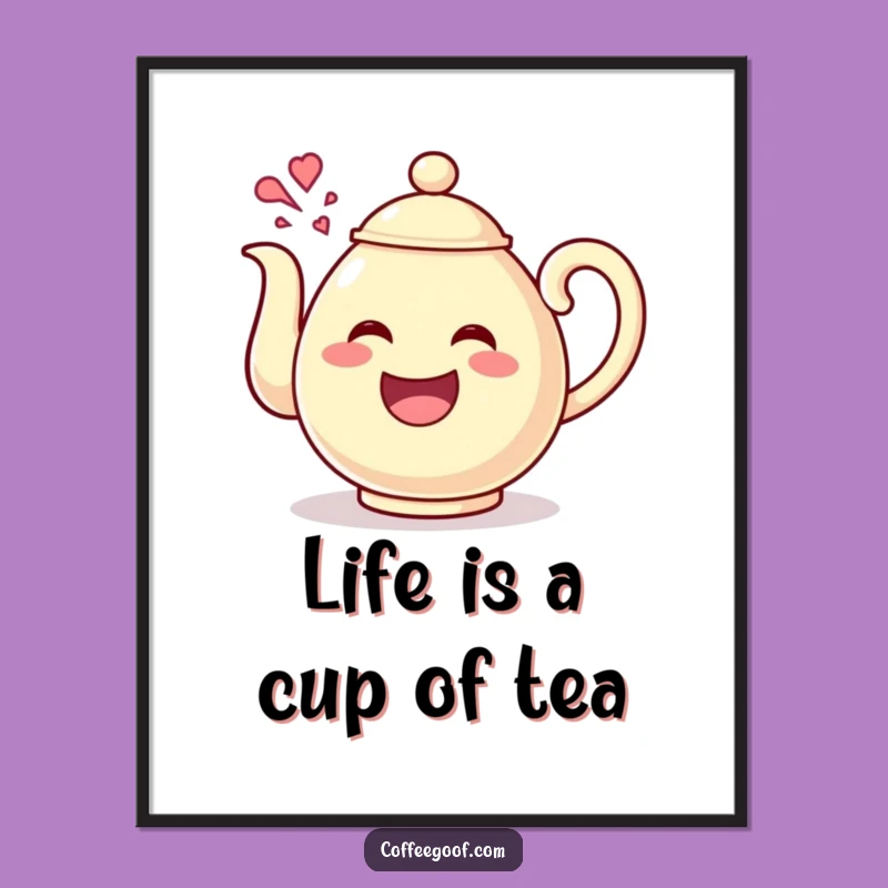 Free Printable Wall Art: Giggling Teapot Character, Whimsical and Humorous Downloadable Art