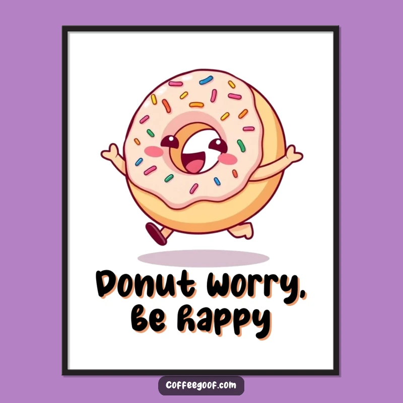 Free Printable Wall Art: Hopping Donut with Sprinkles, Whimsical Downloadable Decor