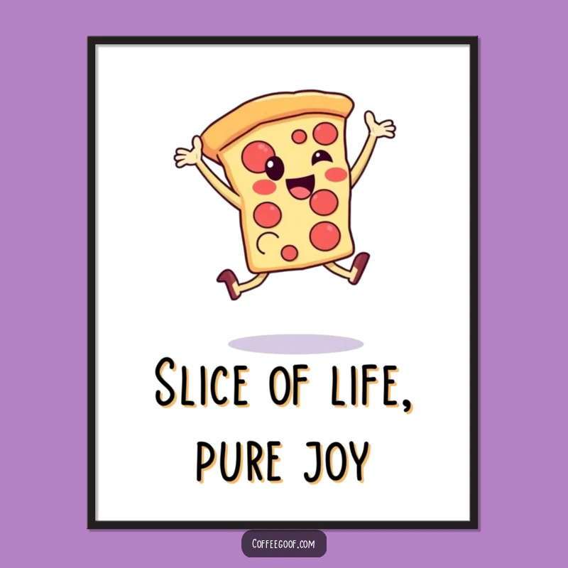 Free Printable Wall Art: Leaping Pizza Slice - Funny Downloadable Decor for Foodies