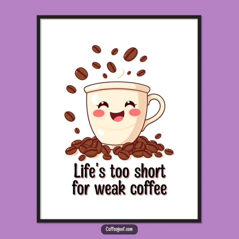 Free Printable Wall Art: Whimsical Coffee Cup Juggling Beans, Downloadable Kitchen Art for Coffee Lovers