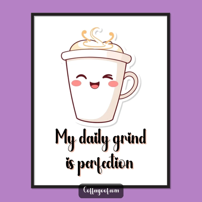 Free Printable Wall Art: Winking Coffee Cup Character, Hilarious Playful Downloadable Art