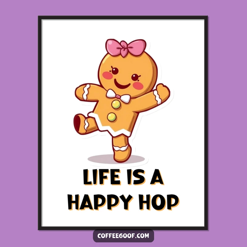 Funny Free Printable Gingerbread Art: Hopping Cookie Downloadable Wall Decor