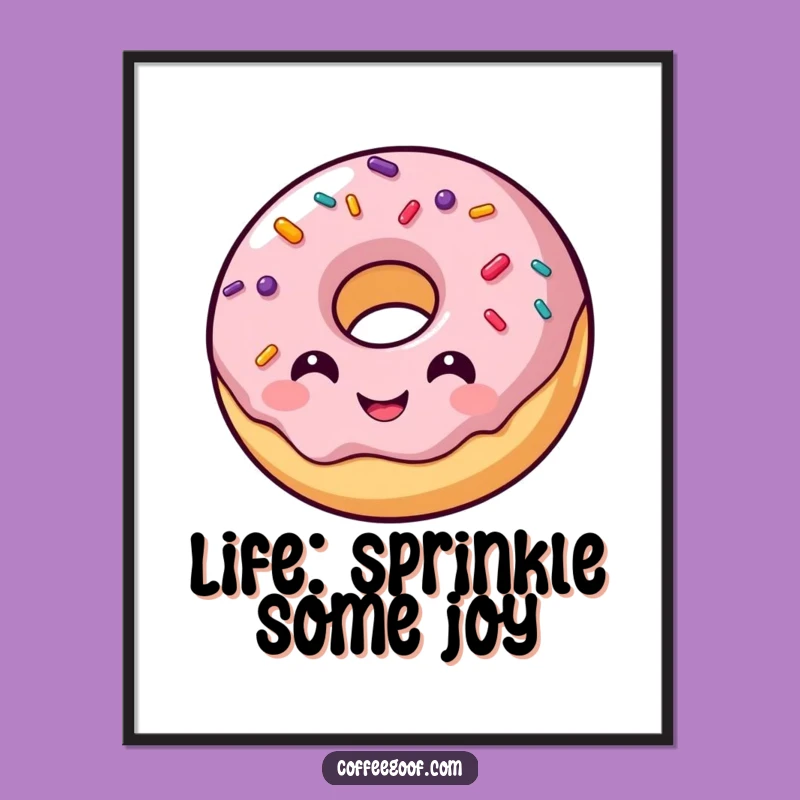 Funny Free Printable Wall Art: Bouncing Donut Character, Sweet Decor, Downloadable Art