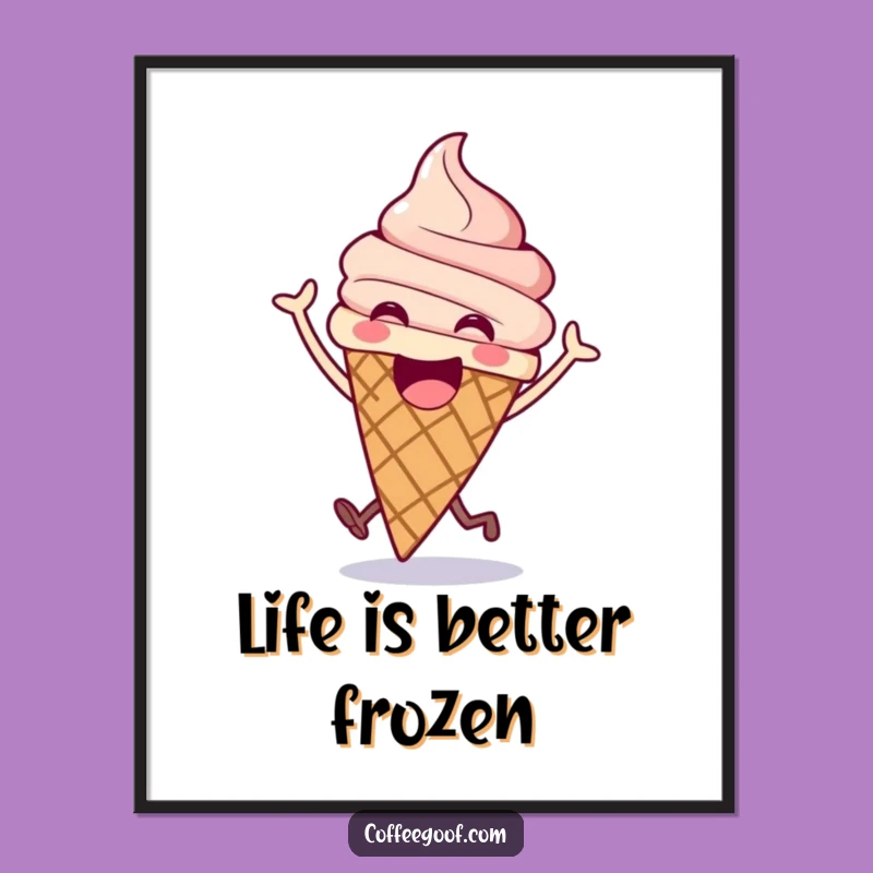 Funny Free Printable Wall Art: Bouncing Ice Cream Cone, Downloadable Art