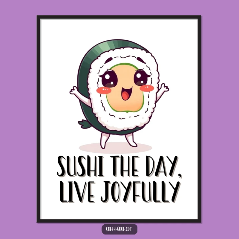 Funny Free Printable Wall Art: Dancing Sushi - Quirky Downloadable Decor