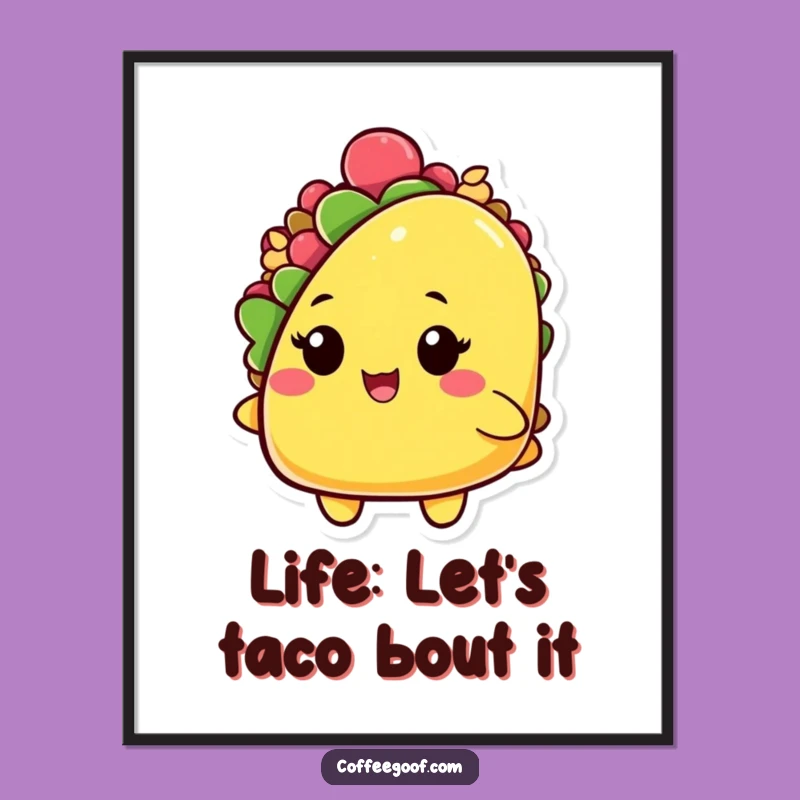 Funny Free Printable Wall Art: Winking Taco Character, Fiesta Decor, Downloadable Art