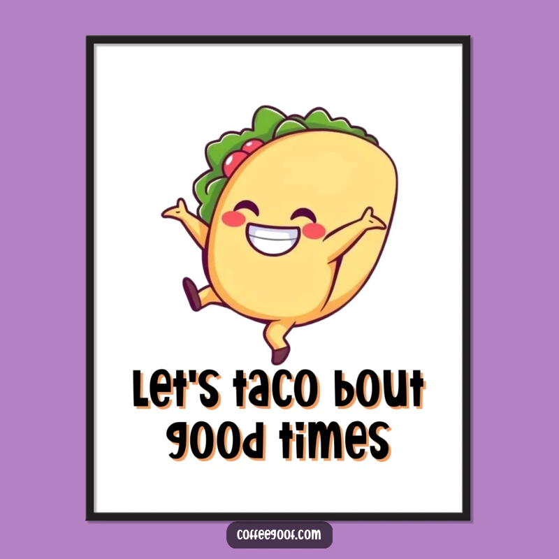 Funny Free Printable Wall Art: Cartwheeling Taco - Quirky Downloadable Fiesta Decor