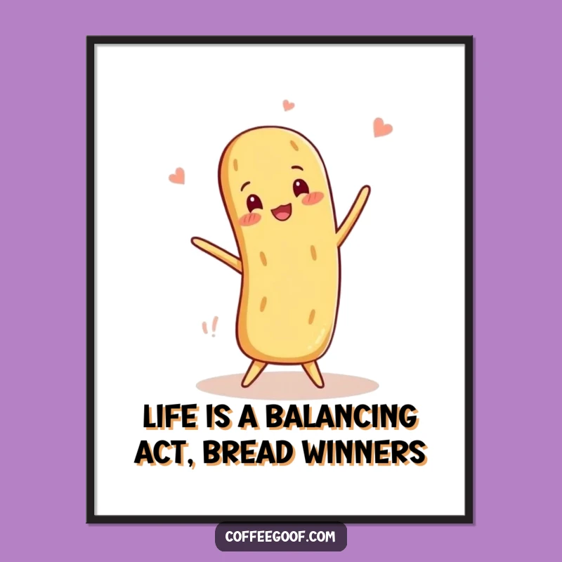 Free Printable Wall Art: Baguette Balance Funny Downloadable Decor