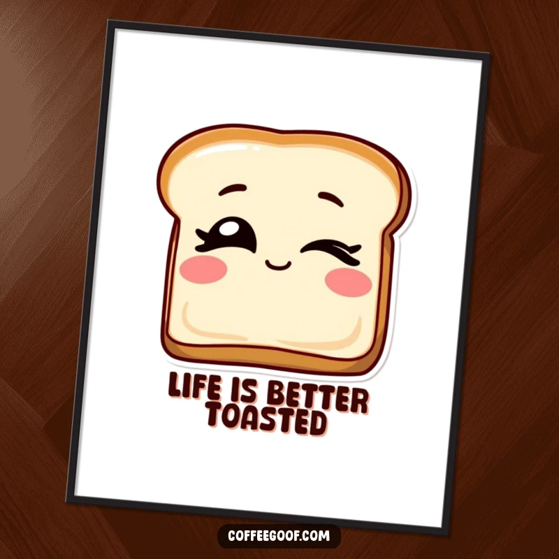 Funny Free Printable Wall Art: A slice of toast playfully winking its eyes, adding a humorous vibe.