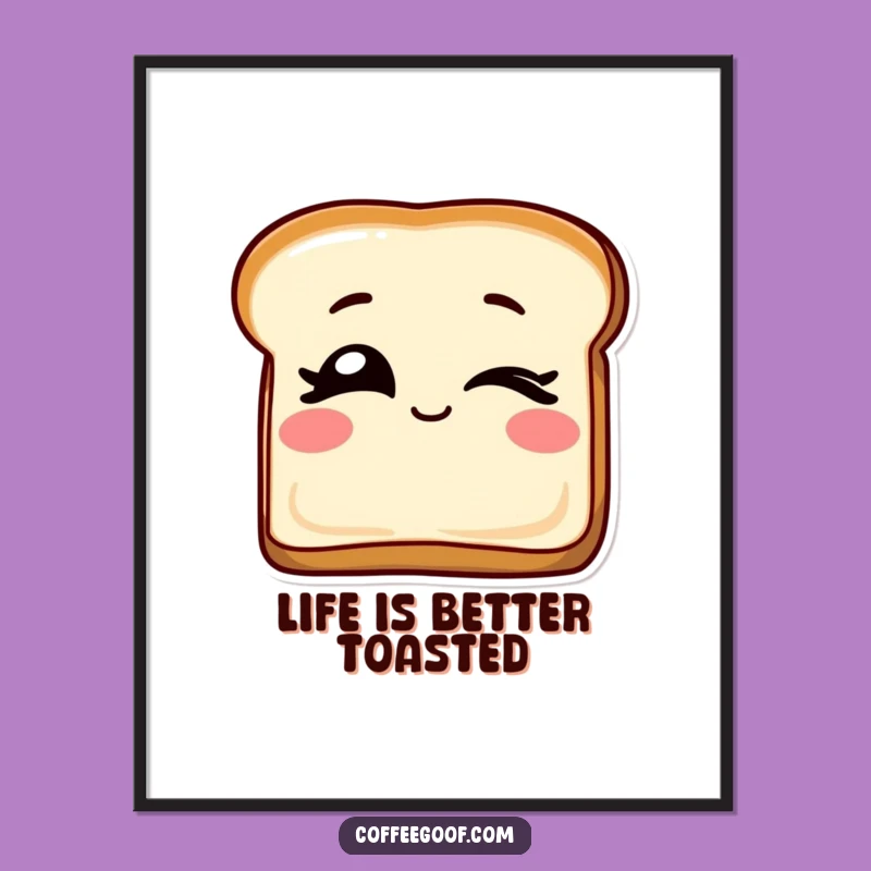 Funny Free Printable Wall Art: Winking Toast Character, Quirky Decor Download