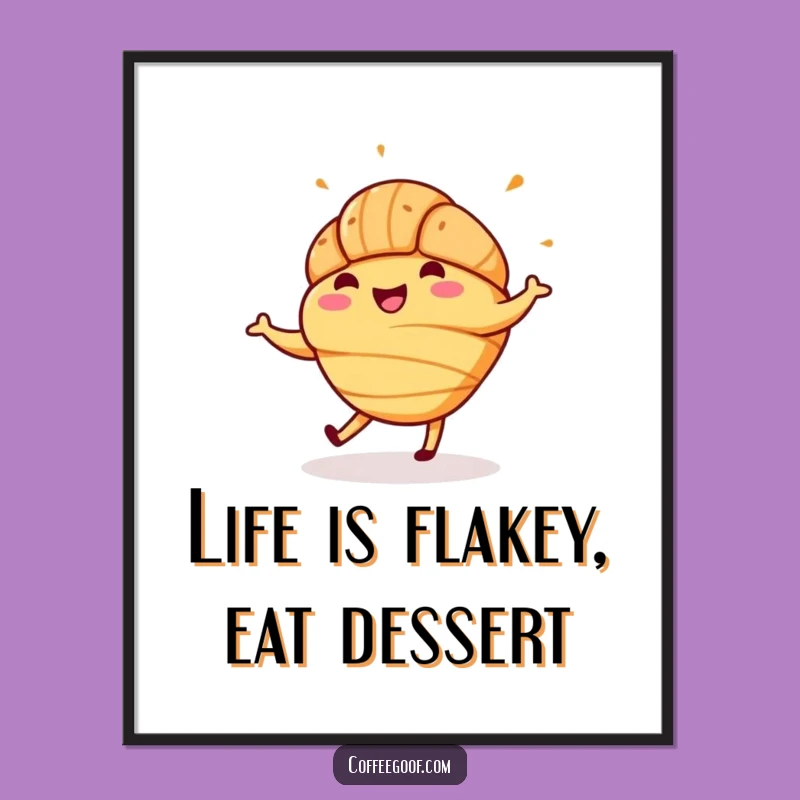 Funny Free Printable Wall Art: Dancing Croissant, Quirky Home Decor Download