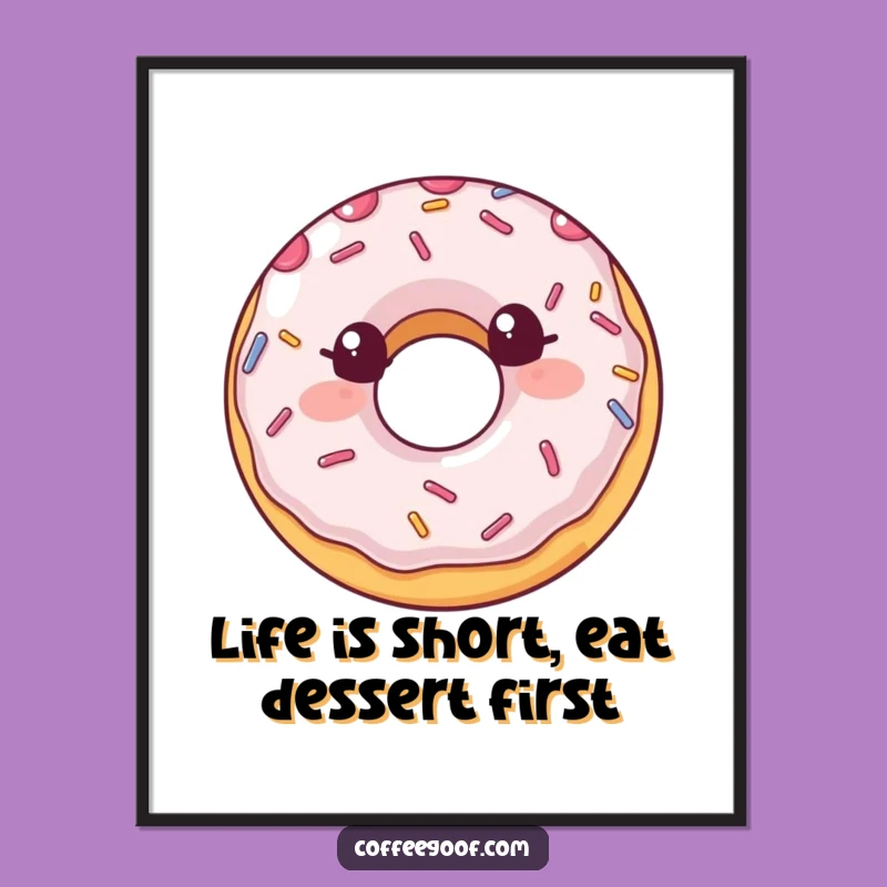 Free Printable Wall Art: Smiling Donut - Funny Downloadable Decor