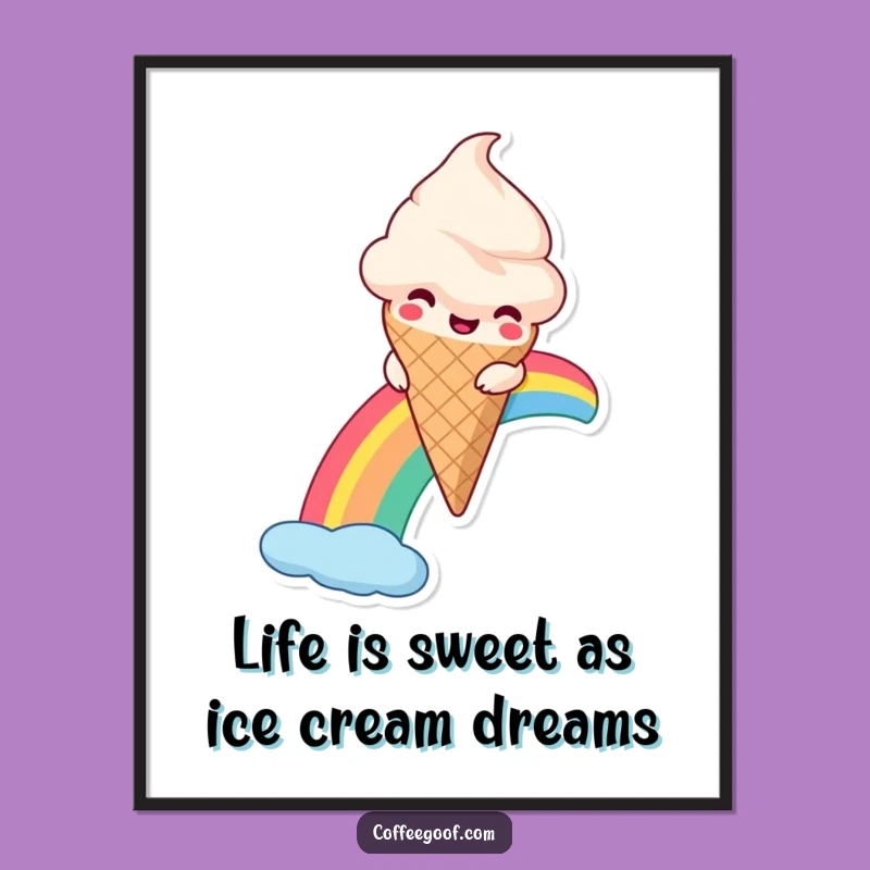 Free Printable Wall Art: Ice Cream Rainbow Funny Downloadable Decor