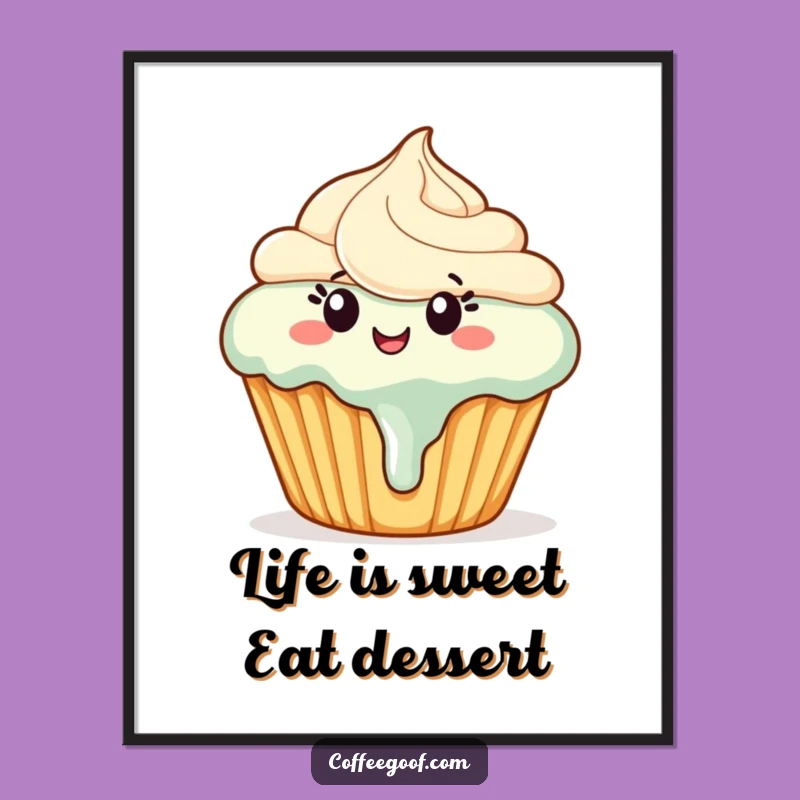 Funny Free Printable Wall Art: Dancing Cupcake, Whimsical Dessert Downloadable