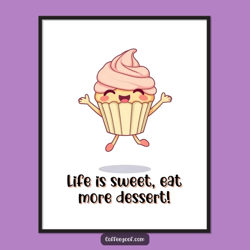Free Printable Wall Art: Cupcake Jump Funny Downloadable Decor