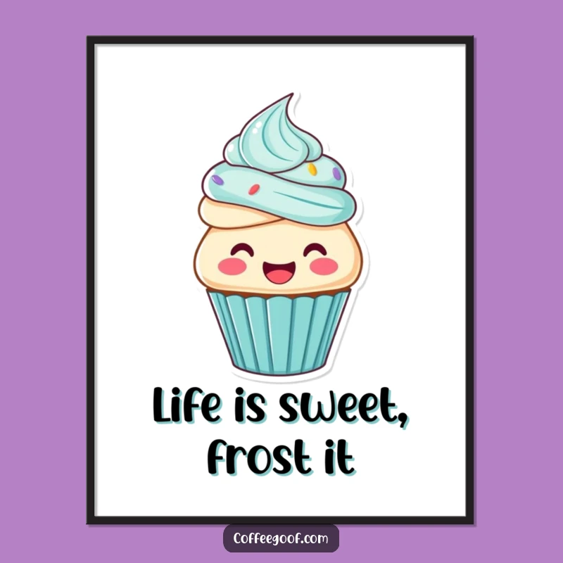 Free Printable Wall Art: Cupcake Frosting Itself, Joyful Treat Art Download