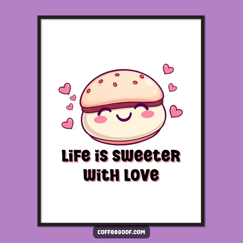Funny Free Printable Macaroon Art: Sweet Character Hearts Downloadable Wall Decor