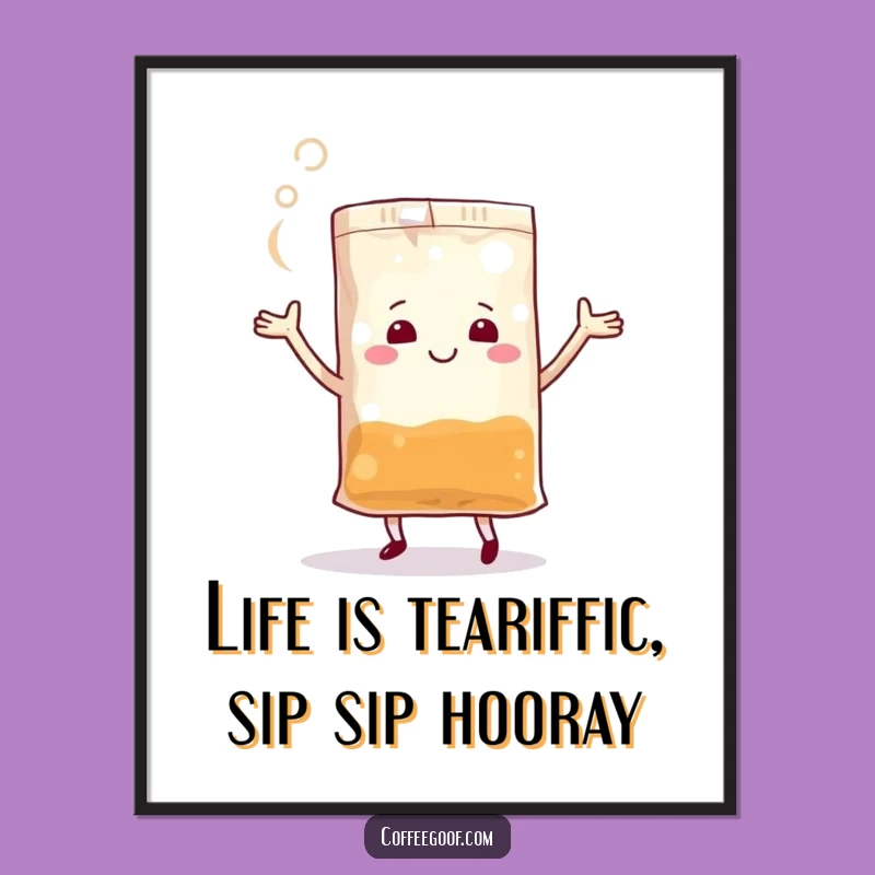 Free Printable Wall Art: Jolly Teabag Dance Funny Downloadable Decor