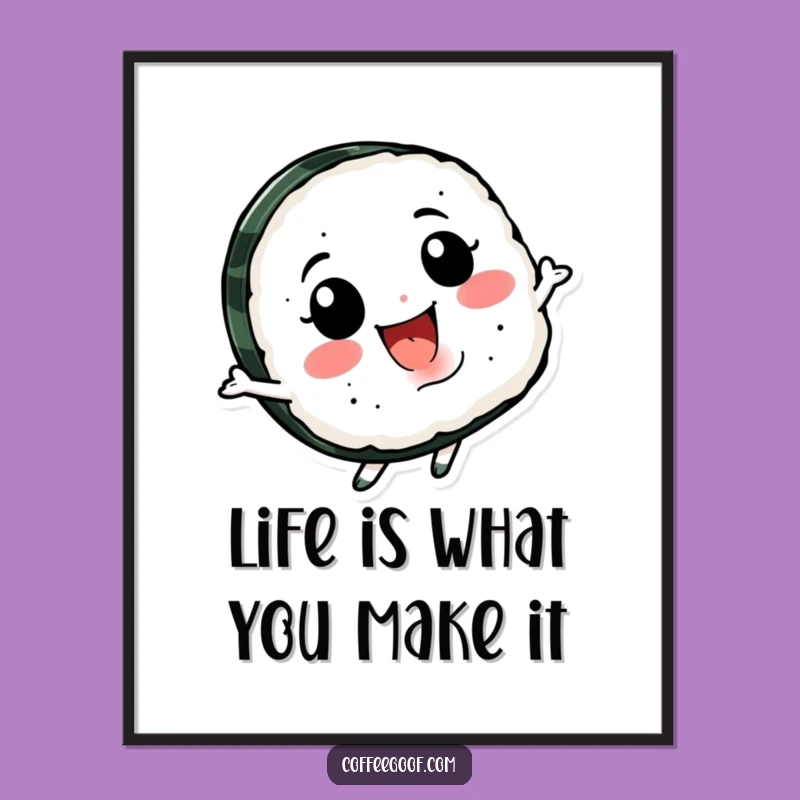 Free Printable Wall Art: Spinning Sushi Character, Playful and Fun Downloadable Decor