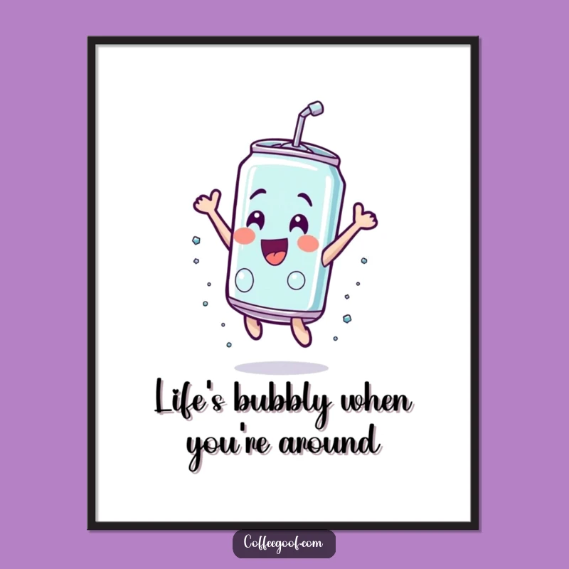 Free Printable Wall Art - Funny Soda Can Leap Enthusiastic Downloadable Art Gift