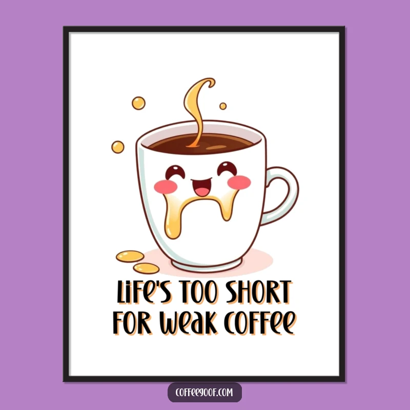 Free Printable Wall Art: Cheerful Coffee Cup Spill - Funny Downloadable Decor