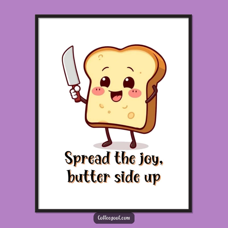 Funny Free Printable Toast Art: Waving Butter Knife Character Downloadable Wall Decor