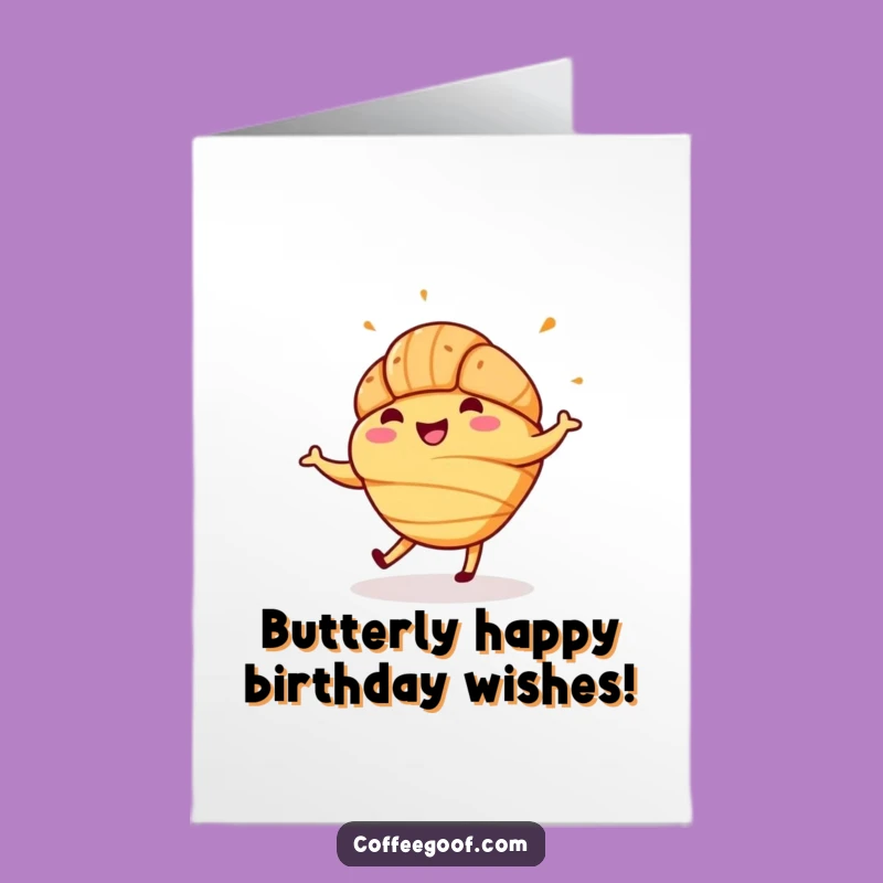 Free Printable Birthday Card: Funny Croissant Jig Design, Perfect Downloadable Gift