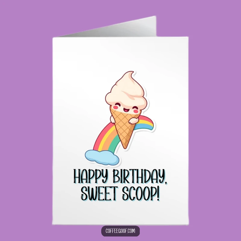 Free Printable Birthday card: Ice Cream Rainbow Funny Downloadable Gift