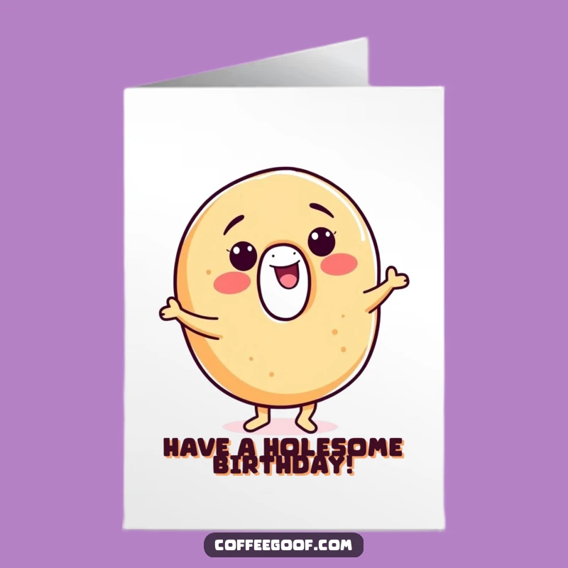 Free Printable Birthday Card: Smiling Bagel Jigging - Funny Downloadable Gift for Foodies