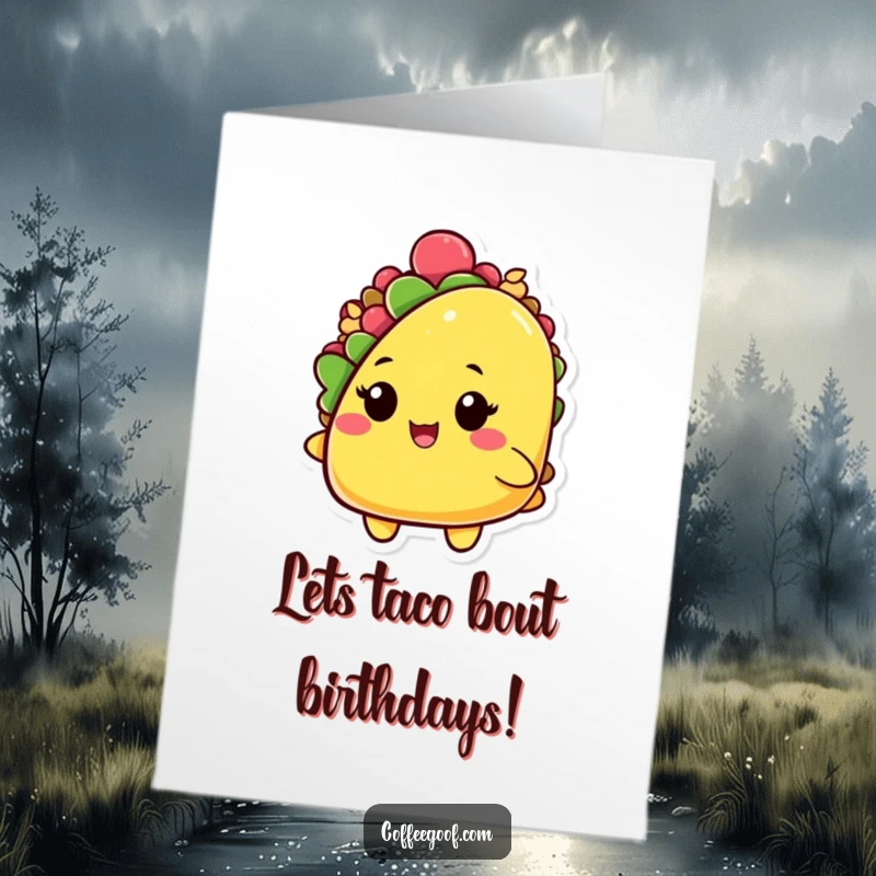 Funny Free Printable Birthday Card featuring a playful taco character winking with its shell open, sending birthday wishes.